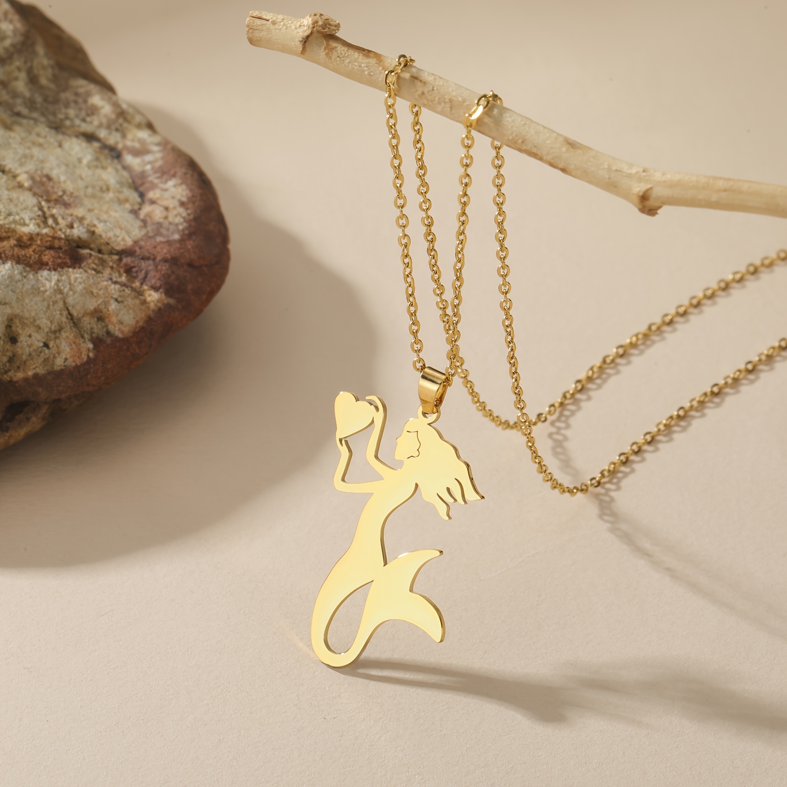 Stylish Stainless Steel Mermaid Necklace, Gift for Couples